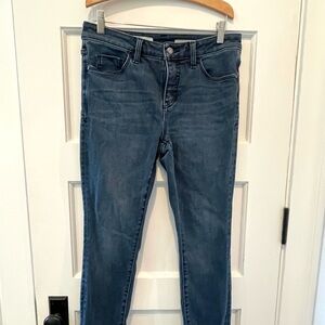 Pilcro and the Letterpress Anthropologie Dark Blue Skinny Jeans serif fit